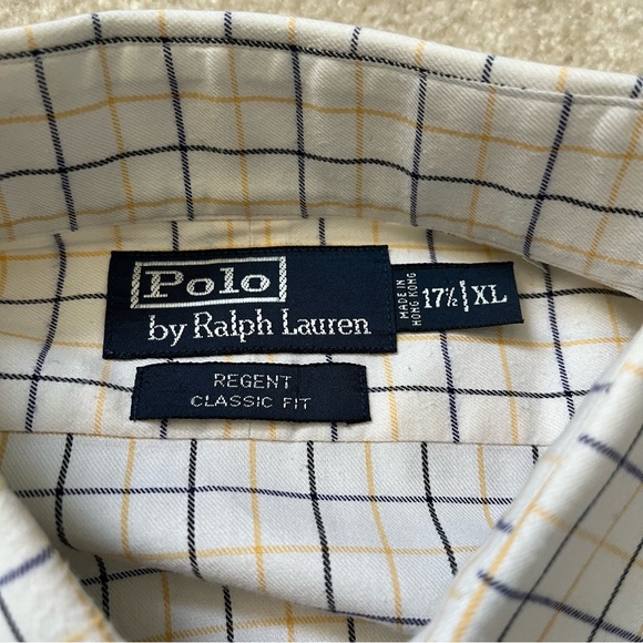 Ralph Lauren Shirt Mens Extra Large Yellow Blue Check Button Up Regent Classic - Picture 3 of 8